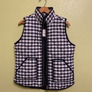 J. Crew navy blue checked vest